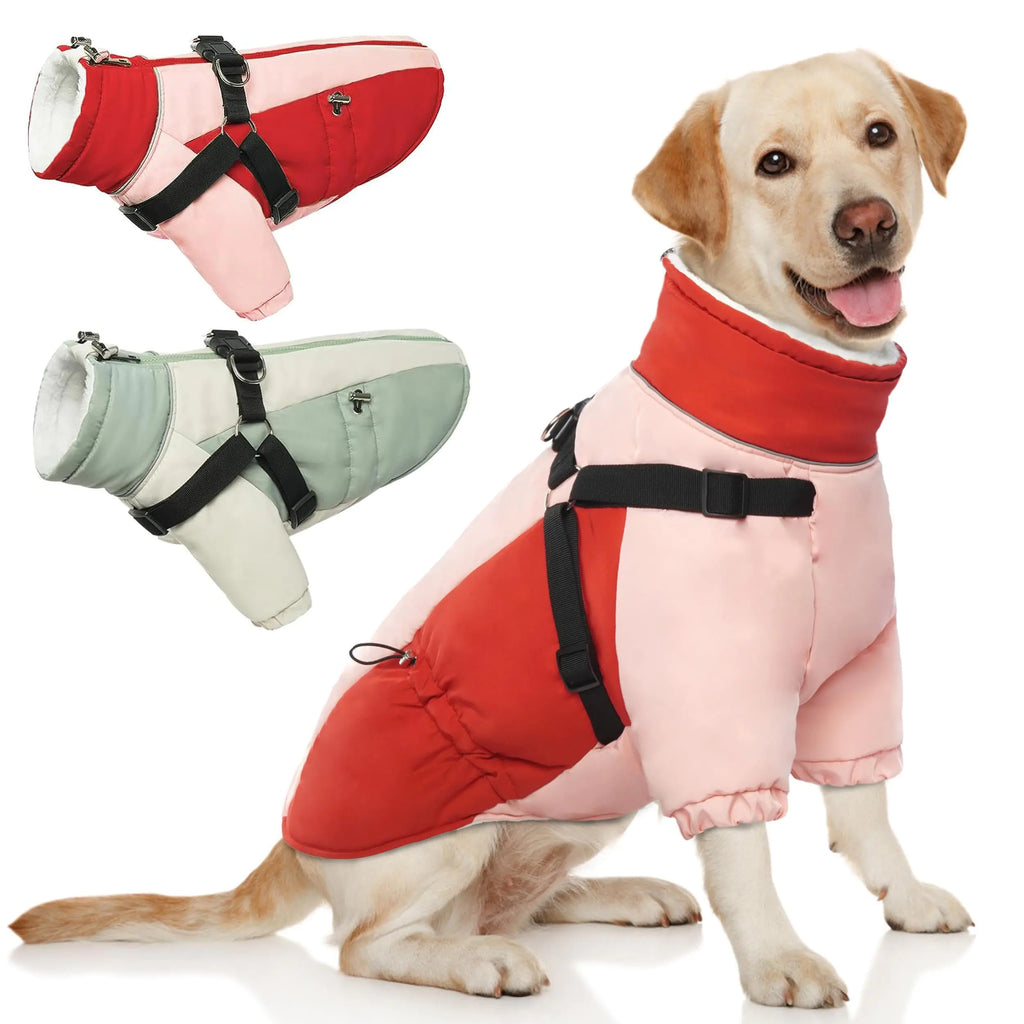 Warm & Adjustable Dog Winter Coat – Cozy, Safe, and Stylish
